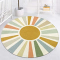 STARUIA Boho Washable Rug 5 Ft Round Area Rug for Bedroom, Rainbow Circle Kids Rug for Office, Non-Slip Circluar Carpet Soft Sunshine for Dorm Nursery Sofa Living Room Corner