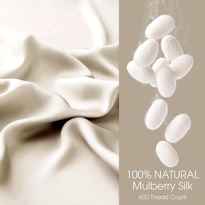 100% Silk Pillowcase for Hair and Skin Toddler Size 2 Pack Mulberry Silk Pillow Case 13 x 18 Inches Highest 6A Silk Kids/Travel Pillow Cover Soft Breathable Cooling with Hidden Zipper, Beige