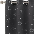 LORDTEX Dinosaur and Star Foil Print Blackout Curtains for Kids Room - Thermal Insulated Curtains Noise Reducing Window Drapes for Boys and Girls Bedroom, 42 x 63 Inch, Grey, Set of 2 Panels