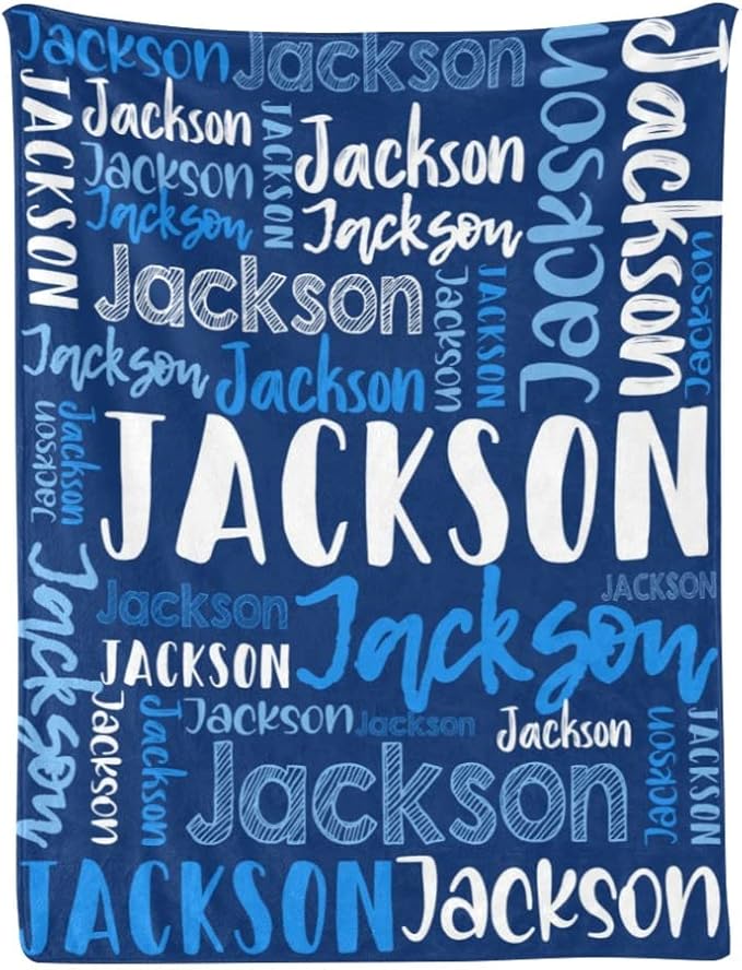 Dr.TOUGH Personalized Blankets with Name Customized Baby Blankets for Girls Boys Adults Monogrammed Blankets and Throws Christmas Birthday Mothers Fathers Valentines Day Gift (Blue,60''×80'')