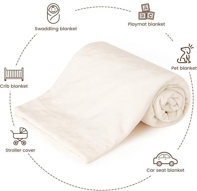 david's kids Micro Fleece Minky Baby Blanket for Girls with Double Layer and Soothing Raised Dots, Breathable and Soft Lightweight Receiving Blanket for Newborns 30x40 Inches, Cream