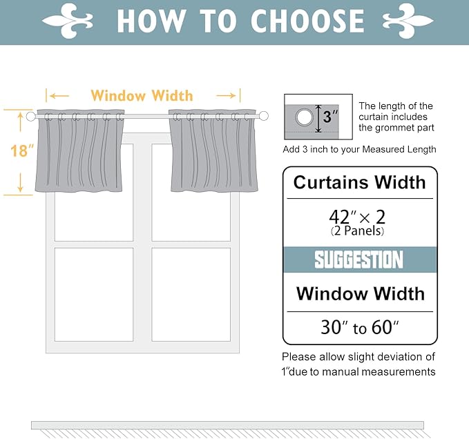 ChrisDowa Small Kitchen Valances for Windows - Grommet Short Thermal Insulated Room Darkening Window Valances Curtains for Living Room (2 Panels, Biscotti Beige, 42 x 18 Inch)