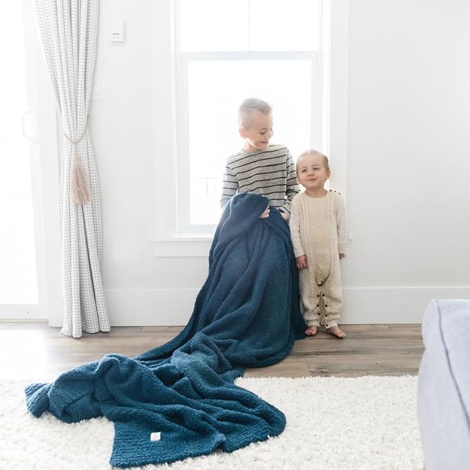 SARANONI Bamboni Luxury Throw Blanket | Oversized Super Soft Plush Home Decorative Comfy Blankets for Couch or Bed | Nautical Blue - X-Large 60” x 80”