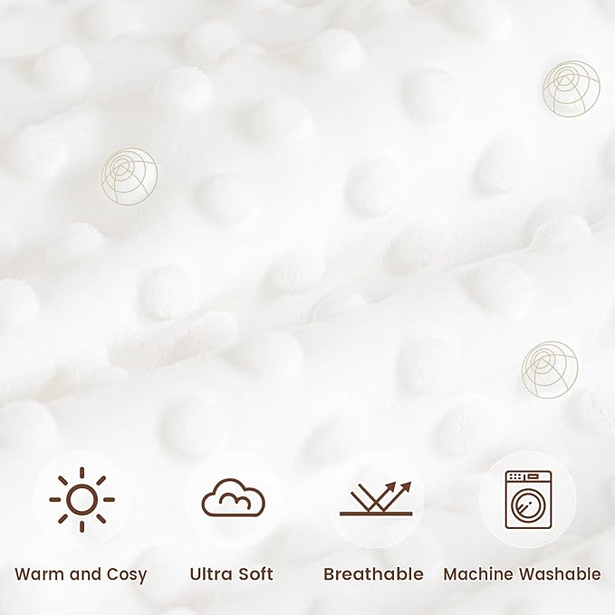 david's kids Micro Fleece Minky Baby Blanket for Boys Girls Neutral with Double Layer and Soothing Raised Dots, 40x50 Inches Breathable and Soft Lightweight Receiving Blanket for Newborns, White