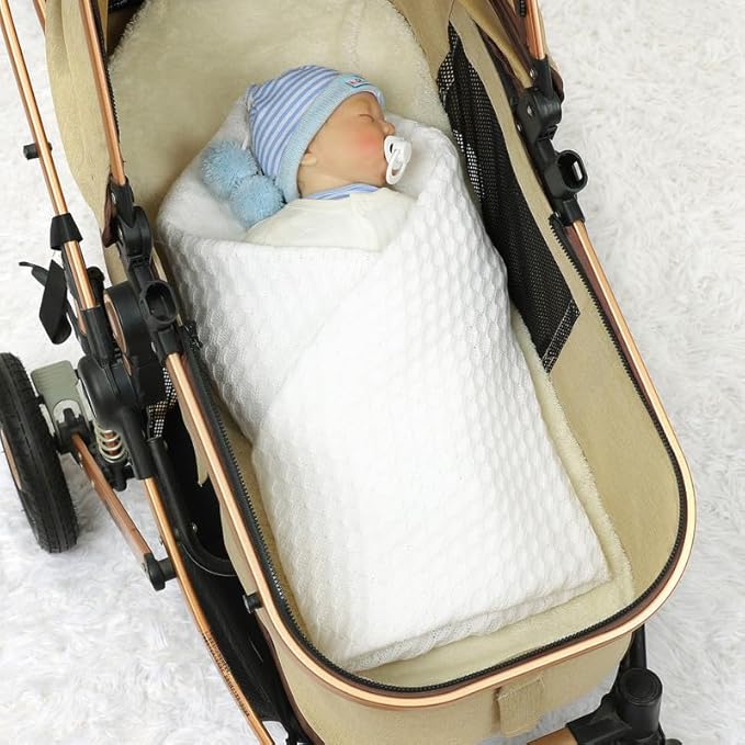 Neiwech Baby Blanket Boy Girl Knit Soft Swaddle Receiving Blankets for Newborn Nursery Infant Crib Stroller White 30 x 40 Inch