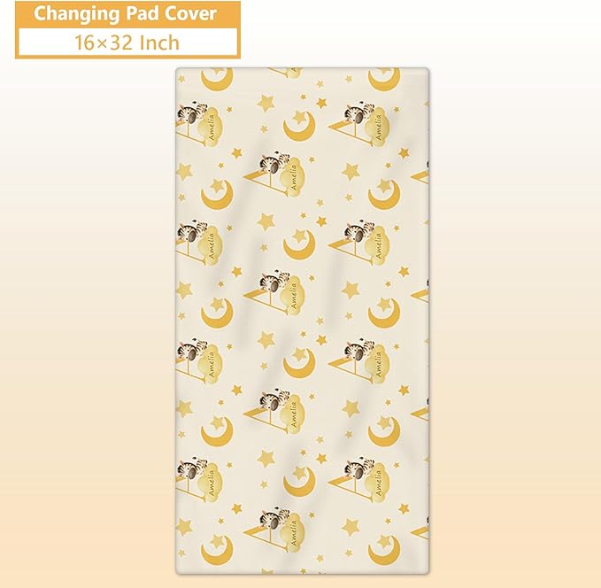 Personalized Baby Crib Bedding Set, 5 Pcs Custom Name Nursery Bedding Set, Yellow Zebra Baby Bedding Set for Girls Boys, Double Layer Crib Sets, Customized Gifts for Toddler Infant New Parents