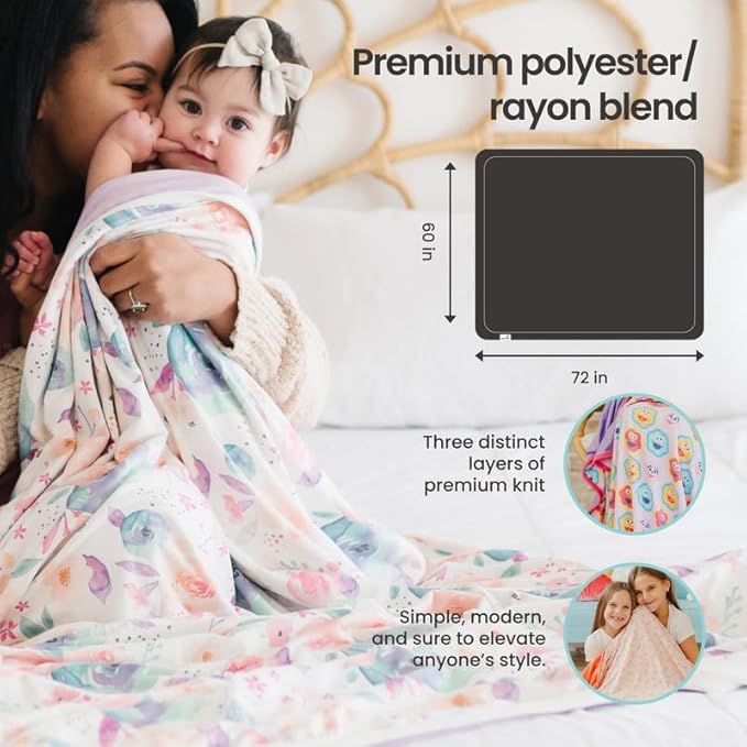 Copper Pearl Jumbo 3-Layer Blanket: Soft Quilt for Boys and Girls | Breathable, Cozy, Toddler Blanket | Newborn Baby Quilt | 46x46 Premium Polyester/Rayon | Eden