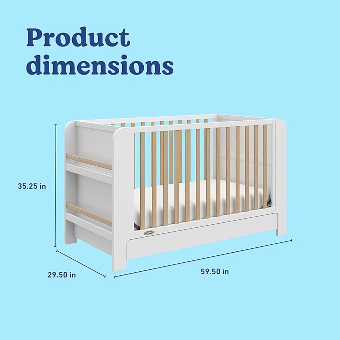 Graco Read-with-Me 4-in-1 Convertible Crib with Drawer (White with Driftwood) - GREENGUARD Gold Certified Converts to Toddler Bed, Daybed, and Functional Bookshelves