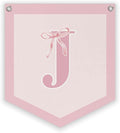 Lacama Initial Personalized Preppy Banner, Baby Shower Decor Girl Nursery Decor, Coquette Pink Bow Teen Girl Gifts, Vintage Room Toddler Room Bedroom Playroom Front Door Birthday Gift(J)