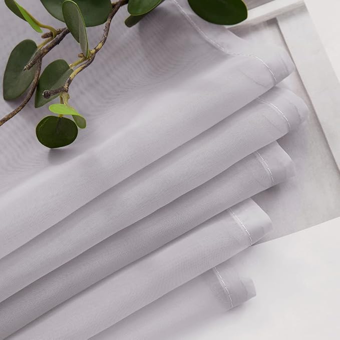 MIULEE Short Sheer Curtains 30 Inch Length for Kitchen Bathroom Cafe Half Window Treatment, Rod Pocket Tier Curtains 2 Panels, 29x30 Inches Long, Greyish Lilac