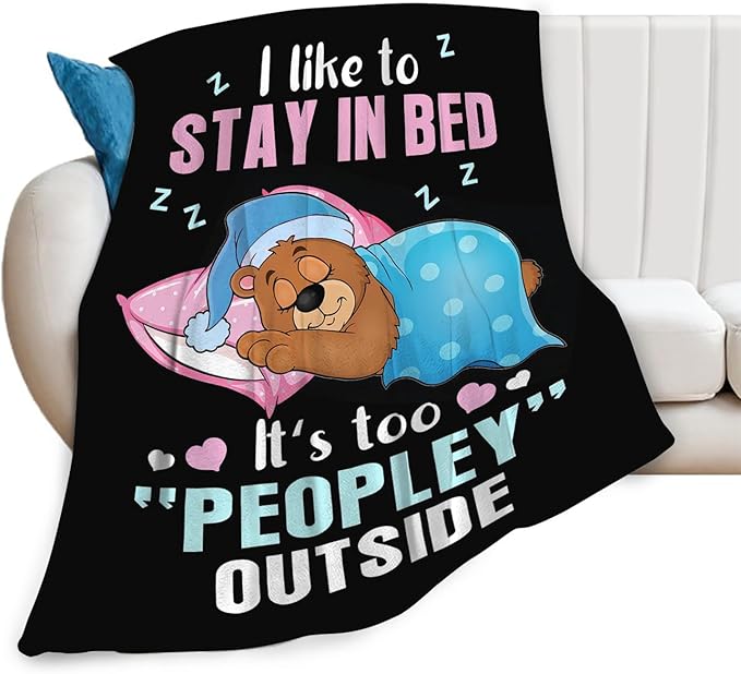 Funny Bear Throw Blanket Bear Gifts for Girls Boys Women Men Kids Adults Soft Flannel Fleece Blanket for Couch Sofa Bed Home Decor 50"x60"
