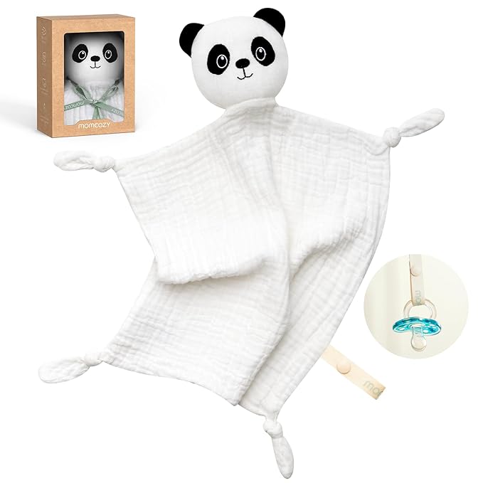 Momcozy Loveys for Babies with Cotton - Soft Security Blanket for Boy or Girl for Self-Soothing On-The-Go-Adorable Portable & Anti-Drop Design - Newborn Gift，Must Have（White 14 inch）