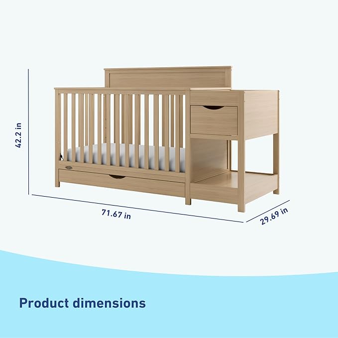 Graco Shiloh 5-in-1 Convertible Crib & Changer with Drawer (Driftwood) – GREENGUARD Gold Certified Baby Crib Crafted from Wood, Converts to Toddler Bed, Daybed, and Full-Size Bed