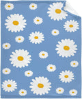 Thuswarm Floral Daisy Flowers Blue Flannel Throw Blanket Gifts Warm Cozy Soft Funny Print Blankets for Summer Room Decoration Bed Couch Sofa 60”×50” Medium for Teen