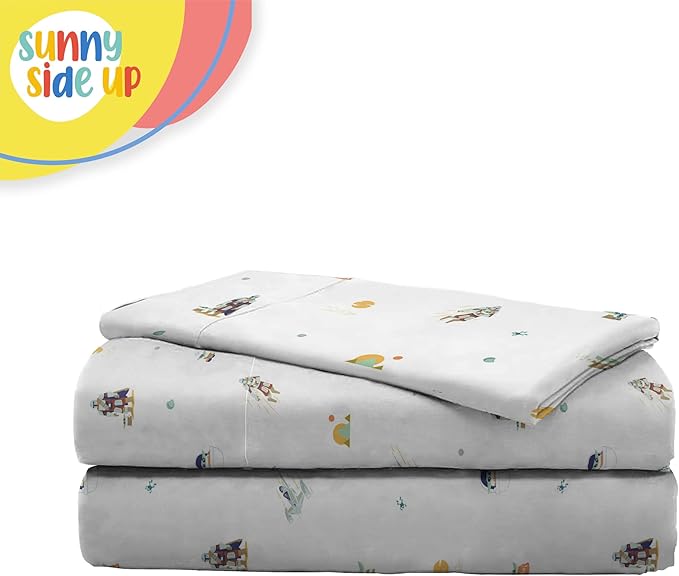 Sunny Side Up Kids Sheet Set with Fitted, Flat Sheets & Pillow Cover - Ultra-Soft Bedding with Pillowcase for Room Decor, White - The Mandalorian, 3 Piece Twin