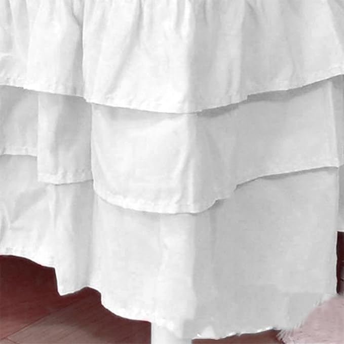 Ruffled Crib Bed Skirt: 3 Tiered Ruffled Crib Skirt Baby Girl Nursery Toddler Bedding Dust Ruffle, 17.7" Deep Drop- Fits Standard Cribs,28"x 52" (White)