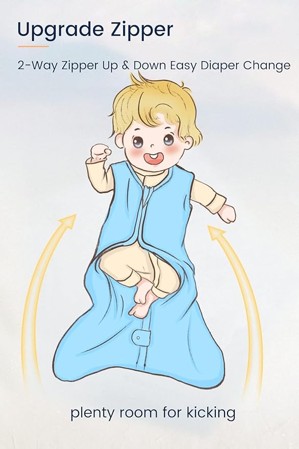 TotAha Baby Sleep Sacks 3-Pack, Stretchy, Silky Comfort, Buttery Soft, Swaddle Transition Sleeping Bag, 2-Way Safe Zippers, Wearable Blanket Baby Sleep Bag for 6-12-15 Months 0.5 TOG