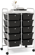RELAX4LIFE Rolling Storage Cart with 10 Drawers - Craft Storage Cart with Lockable Wheels,Utility Cart, Art Cart Organizer for Crafting Storage, Studio, Office, Home, School Rolling Drawer Cart