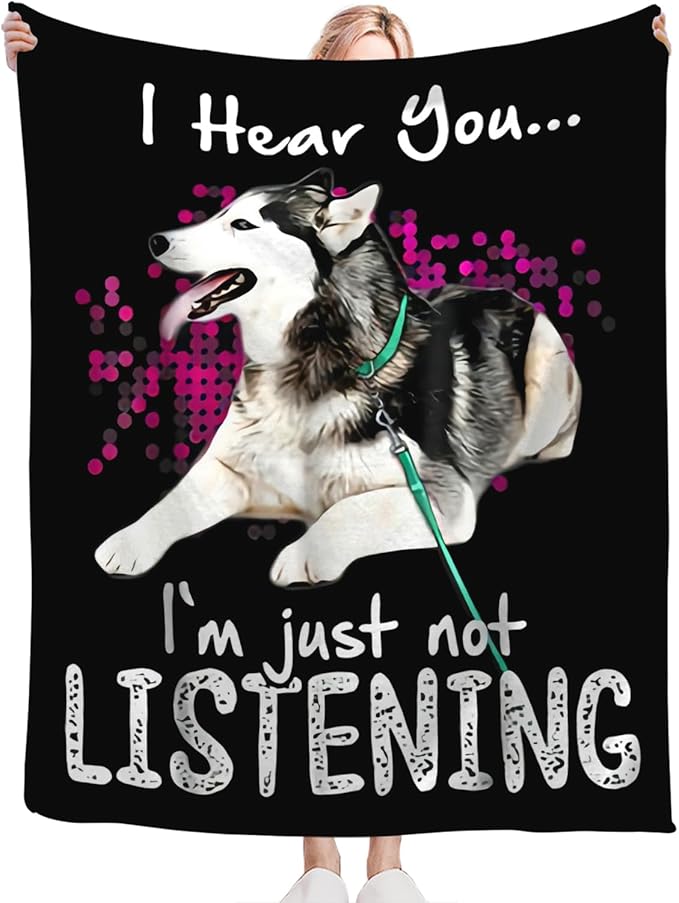 Tijuboni Husky Throw Blanket Dog Gifts for Girls Boys Women Men Kids Adults Soft Flannel Fleece Blanket for Couch Sofa Bed Home Decor 50"x60"