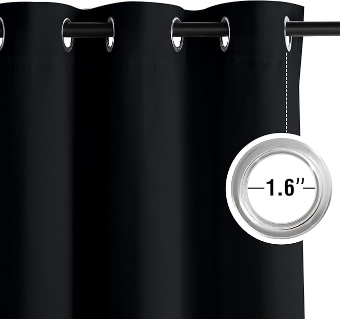 NICETOWN 100% Black Out Curtains 96 Inches Long 2 Panels for Living Room, Bedroom, Office Thermal Insulated Blackout Drapes Solid Grommet Noise Reducing Window Curtains, W40