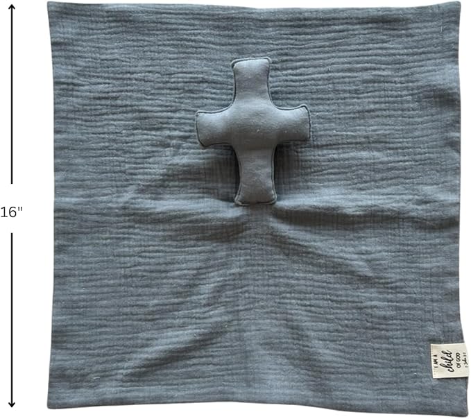 Cross Lovey, Cross Security Blanket, Christian Baby Gift, Baptism Gift, Easter Gift, Newborn Baby Gift, Blessing Blanket (Slate Blue)