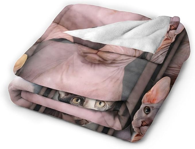 Tijuboni Sphynx Cat Throw Blanket Cat Gifts for Girls Boys Women Men Kids Adults Soft Flannel Fleece Blanket for Couch Sofa Bed Home Decor 60"x80"
