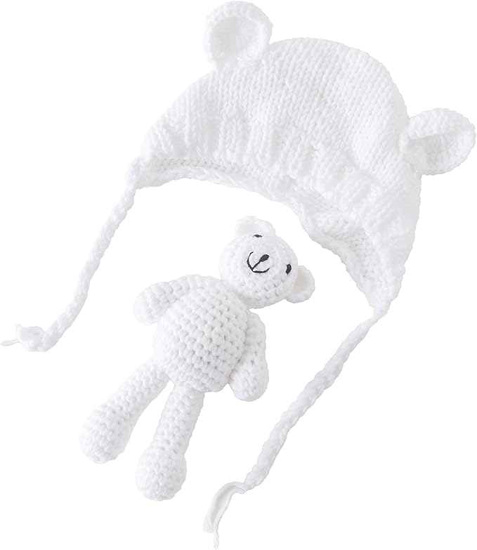 Jastore Infant Newborn Photography Prop Photo Crochet Boys Girls Knit Toy Rabbit Hats