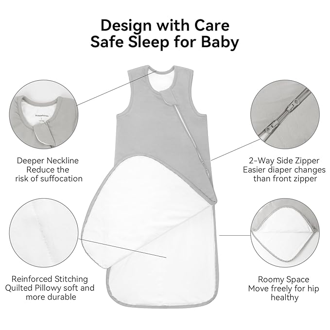 BubblePanda Rayon Made from Bamboo Sleep Sack 18-24 Months 0.5 Tog Soft Lightweight Toddler Sleep Sack 2t for Babies 2-Way Zipper Wearable Blanket Baby 18 Months