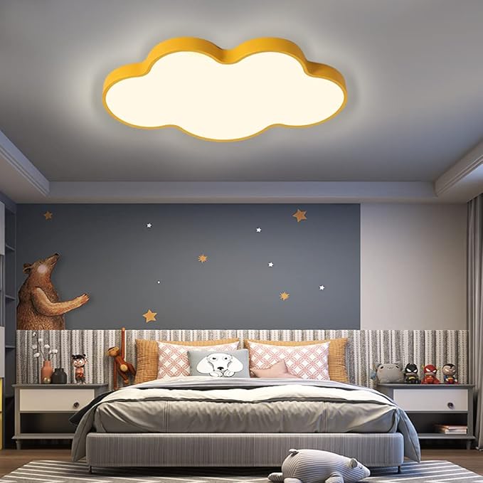 LED Ceiling Light Fixture,27 Inch Modern Cloud Shape Recessed Ceiling Lights, Dimmable Light,Yellow 43W Close to Ceiling Lighting Flush Mount Living Room Bedroom,3000K-6000K