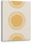 PHAMTE Boho Yellow Sun Sunshine Wall Art, Minimalist Sun Sunset Sunrise Sunshine Nursery Print Framed Canvas Painting Artwork Home Bathroom Girls Room Kitchen Office Decor（11x14 Inch）