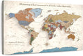 ElephantStock - Personalized Journey V Push Pin World Map Wall Art - Horizontal Canvas Wall Art - Living Room Wall Decor - Digital Art Map Canvas Art - Beige And Orange Decor - 24" x 16"