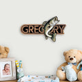 Personalized Nursery Sign, Fishing Wooden Sign with Name, Hello World Newborn Sign, Fishing Sign for Kid Room Decor, Baby Gifts for Boy, Custom Baby Name Sign, Baby Boys Wall Art Bedroom