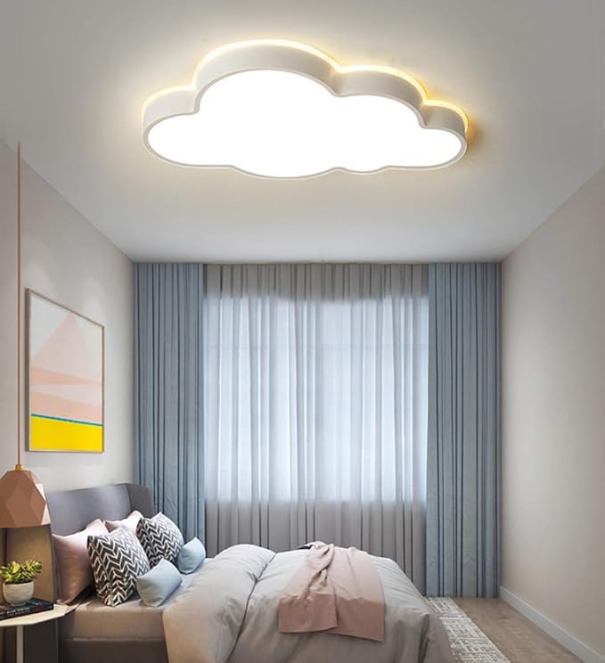 LAKIQ Modern Creative Acrylic LED Lights Cloud Shape Children Room Ceiling Light Flush Mount Ceiling Chandelier Lighting Fixture for Kids Bedroom Kindergarten Living Room(21.5'',Warm Light)