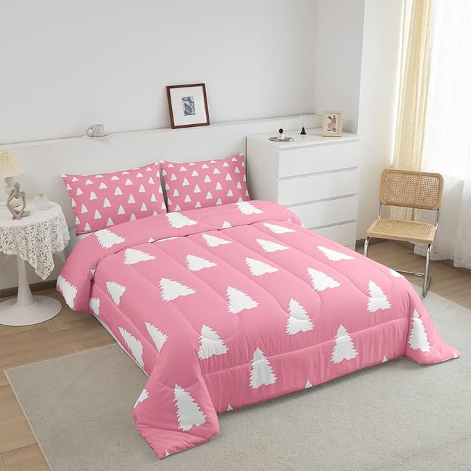 Feelyou Christmas Trees Bedding Set for Kids Boys Girls Queen Size Holiday Decor Comforter Set Ultra Soft Winter Comforter Xmas Duvet Quilt Bedroom Decor Christmas Decorations Quilt