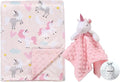 CREVENT Soft Cozy Baby Blankets for Boys Girls + Security Blanket, Set with A Gift Bag Newborn Essentials (Unicorn)