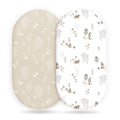 GRSSDER Stretch Ultra Soft Fitted Bassinet Sheet Set 2 Pack, Universal Fit for Bassinets Baby Cradle Moses Basket Oval Rectangle Mattress Safe and Snug, Stylish Watercolor Rabbit Pattern