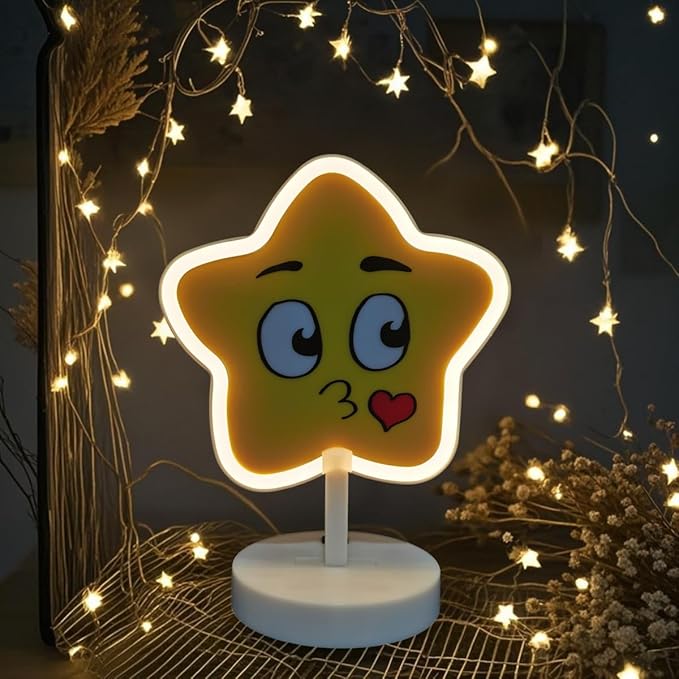 Warm White Star Light Up Sign USB/Battery, with Switch Button Control Children's Learning Light Star Neon Night Light Boys' Galaxy Bedroom Decoration Astronaut Gift for Boys