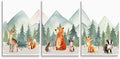 Forest Animals Mountain Adventure Nursery Decor, 3 Piece Watercolor Nusery Wall Art for Boys, Woodland Nursery Wall Decor, Baby Boy Girl Safari Room Wall Art, Framed Canvas, 16"x24"