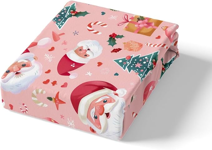 Feelyou Christmas Bedding Set Pink Christmas Duvet Cover Set for Kids Boys Girls Cookies Comforter Cover Christmas Tree Quilt Cover Bedroom Collection 3Pcs Full Size,No Comforter