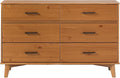 Walker Edison Sloane 6-Drawer Solid Wood Dresser with Metal Handles, 52 Inch, Caramel