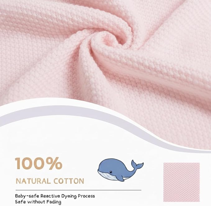 Cotton Baby Blanket with Ruffle Edge Soft Breathable Newborn Blanket for Boys & Girls, Lightweight Knit Throw for Crib, Stroller & Nursery Multiple Colors Available Pink 30x40