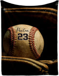 Custom Softball Baby Blanket with Name Number: Personalized Fluffy and Warm Gift for Baby Toddler Kids and Adults Birthday Skin-Friendly Flannel Fabric(30"x40")