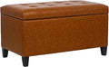Asense Storage Ottoman Bench, Faux Leather Upholstered End of Bed Bench with Safety Hinge Wooden Legs, for Entryway Bedroom (Reddish Brown, 33.3")