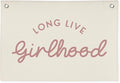Girls Room Decor Long Live Girlhood Linen Banner Hanging Flag Retro Banner for Nursery Playroom Wall Decor for Kids Bedroom Decorations,Baby shower gifts 30x20 In (Pink Letter)