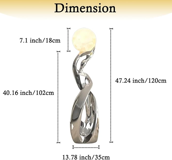 Bofea-Modern Standing Lamp for Living Room Minimalist Floor Lamps with Silver Resin Lamp Body,Creative Dancing Girls Statue Tall Standing Lamps,Unique Moon Floor Lights for Bedroom Home Decor