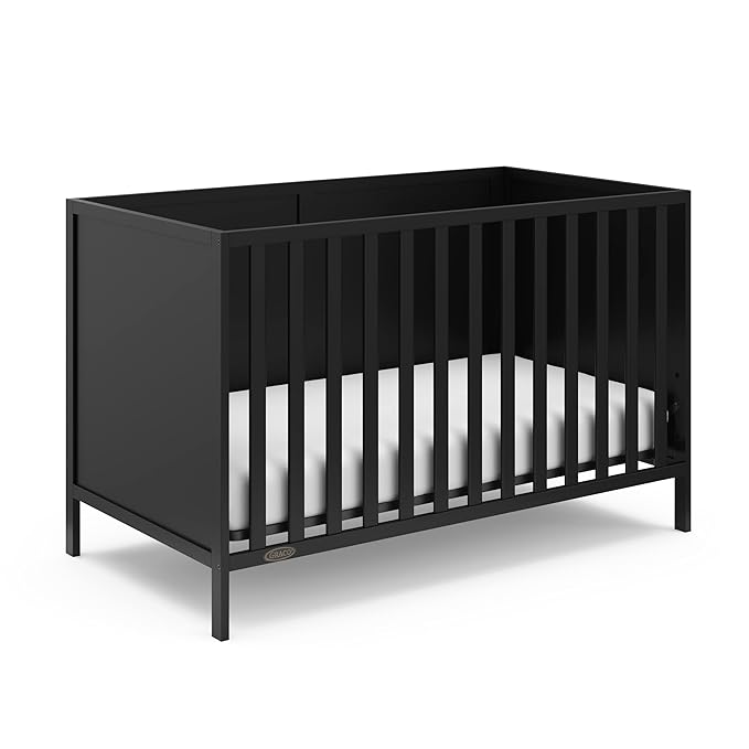 Graco Theo 3-in-1 Convertible Baby Crib (Black) - GREENGUARD Gold Certified, Converts to Toddler Bed & Daybed, Fits Standard Full-Size Baby Crib Mattress, 4 Adjustable Mattress Heights