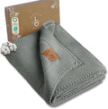 100% Organic Cotton GOTS Certified Baby Knitted Blanket with Gift Box - Soft Toddler, Crib, Stroller Blanket - Neutral Swaddle and Receiving Blanket for Newborns, 30"x40", Green