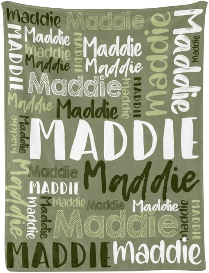 Dr.TOUGH Personalized Blankets with Name Customized Baby Blankets for Girls Boys Adults Monogrammed Blankets and Throws Christmas Birthday Mothers Fathers Valentines Day Gift (Mossy,60''×80'')