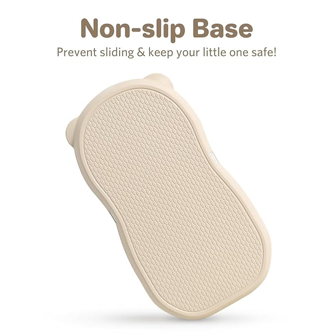 Wipe-Clean Baby Diaper Changing Pad Waterproof & Wipeable Teddy Bear Easy to Clean, Soft EVA Foam Changer Pads with Adjustable Safety Belt, Non-Slip Change Mat for Changing Station Table Dresser Bed