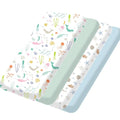 Little Grape Land Mini Crib Sheets for Boys Girls 4 Pack, Fitted Mini Crib Sheets 26x38x5 for Pack and Play/Playard Mattress, Ultra Soft Brushed Microfiber, All-Around Elastic, Ocean/Shell/Green/Blue